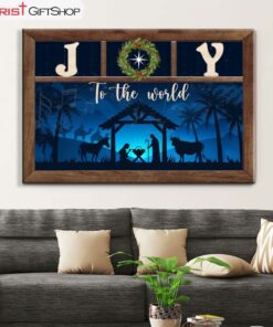 Nativity Scene, Joy To The World Christmas Wall Art Canvas