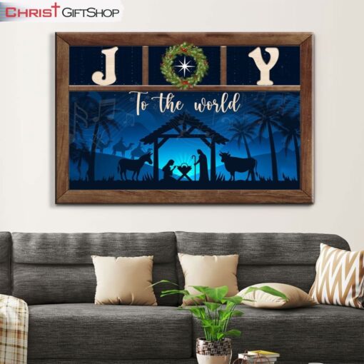 Nativity Scene, Joy To The World Christmas Wall Art Canvas