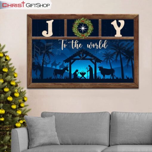 Nativity Scene, Joy To The World Christmas Wall Art Canvas