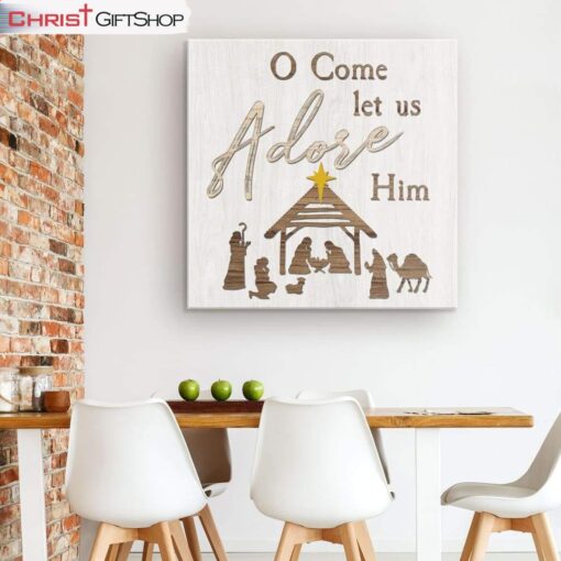 O Come Let Us Adore Him Christmas Canvas Wall Art, Christian Christmas Gifts