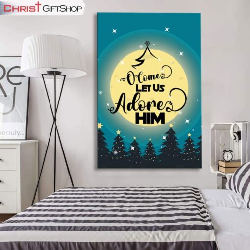 O Come Let Us Adore Him Christmas Tree Wall Art Canvas