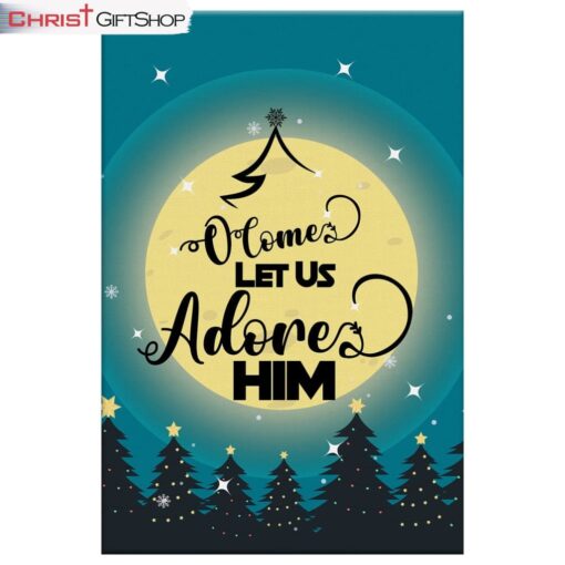 O Come Let Us Adore Him Christmas Tree Wall Art Canvas