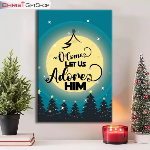 O Come Let Us Adore Him Christmas Tree Wall Art Canvas