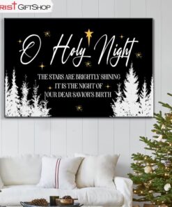 O Holy Night The Stars Are Brightly Shining Wall Art Canvas, Christian Christmas Wall Decor