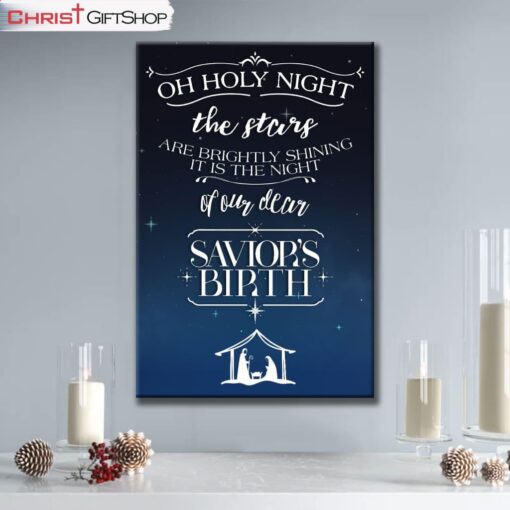 Oh Holy Night The Stars Are Brightly Shining Christmas Wall Art Canvas and Poster Print