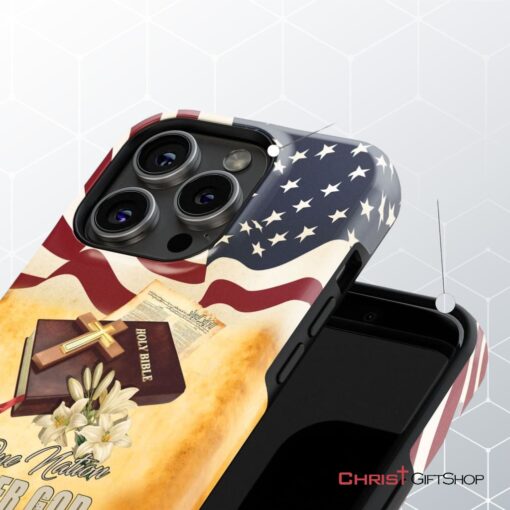 One Nation Under God American Flag Cross Phone Case