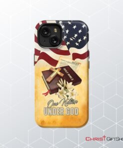 One Nation Under God American Flag Cross Phone Case