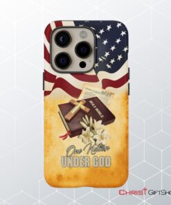 One Nation Under God American Flag Cross Phone Case