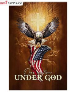 One Nation Under God, Bald Eagle With American Flag Wall Art (Canvas and Poster )