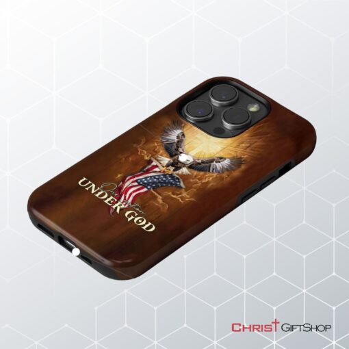 One Nation Under God, Bald Eagle With American Flag Phone Case