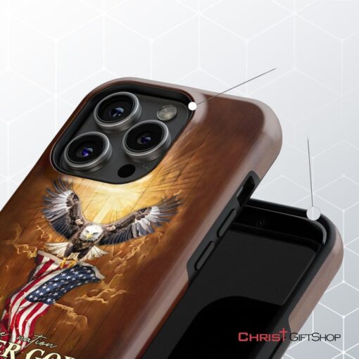 One Nation Under God, Bald Eagle With American Flag Phone Case