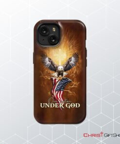 One Nation Under God, Bald Eagle With American Flag Phone Case