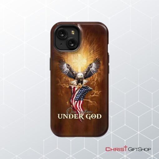 One Nation Under God, Bald Eagle With American Flag Phone Case