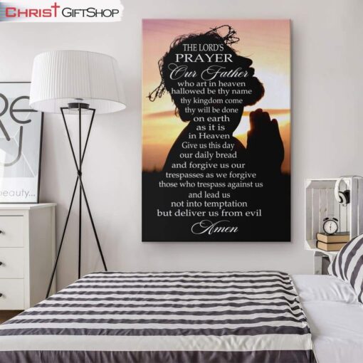 Our Father Prayer Catholic Wall Art Canvas, The Lord's Prayer Wall Art