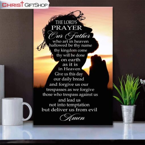 Our Father Prayer Catholic Wall Art Canvas, The Lord's Prayer Wall Art