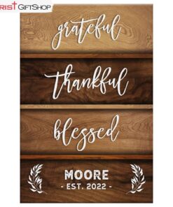 Personalized Family Name, Grateful Thankful Blessed Wall Art Canvas and Poster