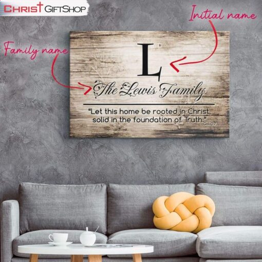 Personalized Family Name Wall Art Let This Home Be Rooted In Christ Canvas Print