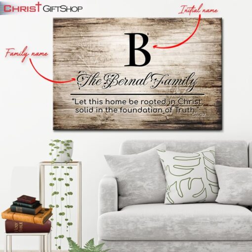 Personalized Family Name Wall Art Let This Home Be Rooted In Christ Canvas Print