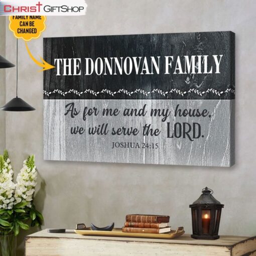 Personalized Wall Art As For Me And My House Family Name Canvas Print