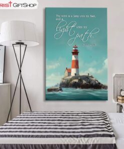 Psalm 119105 Thy Word Is A Lamp, Lighthouse Wall Art (Canvas and Poster )