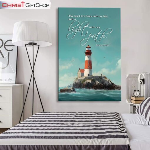 Psalm 119105 Thy Word Is A Lamp, Lighthouse Wall Art (Canvas and Poster )