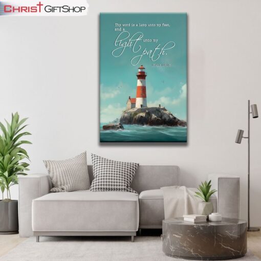 Psalm 119105 Thy Word Is A Lamp, Lighthouse Wall Art (Canvas and Poster )