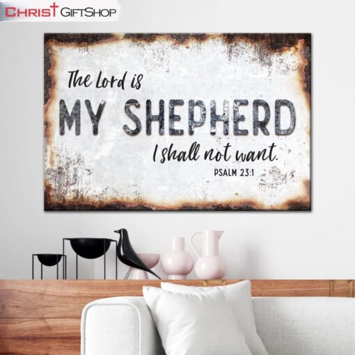 Psalm 231 The Lord Is My Shepherd Wall Art Canvas, Bible Verse Wall Art Decor