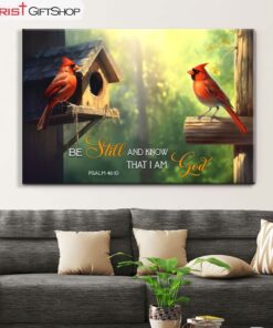 Psalm 4610 Be Still And Know That I Am God, Cardinal Couple Wall Art (Canvas and Poster )