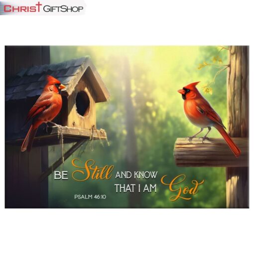 Psalm 4610 Be Still And Know That I Am God, Cardinal Couple Wall Art (Canvas and Poster )