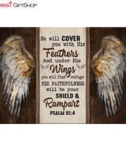 Psalm 914 He Will Cover You With His Feathers, Angel Wings Wall Art (Canvas and Poster )