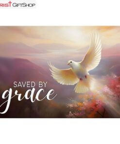 Saved By Grace, Divine Sunrise And Dove, Christian Wall Art Canvas and Poster