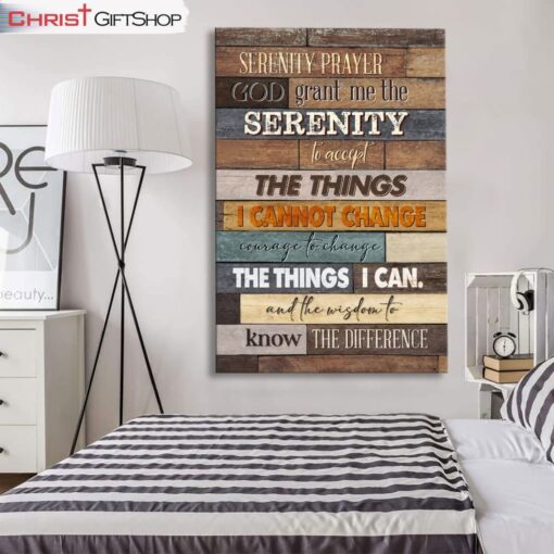 Serenity Prayer Wall Art Canvas and Poster, Christian Wall Art