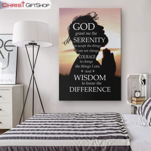 Serenity Prayer With Jesus Wall Art Canvas Print - Christian Wall Art