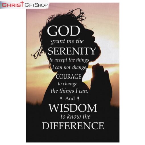 Serenity Prayer With Jesus Wall Art Canvas Print - Christian Wall Art