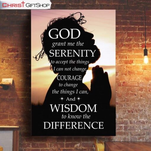 Serenity Prayer With Jesus Wall Art Canvas Print - Christian Wall Art