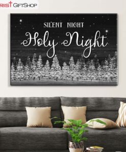 Silent Night Holy Night Christmas Tree Wall Art Canvas