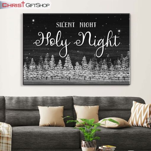 Silent Night Holy Night Christmas Tree Wall Art Canvas