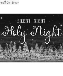 Silent Night Holy Night Christmas Tree Wall Art Canvas