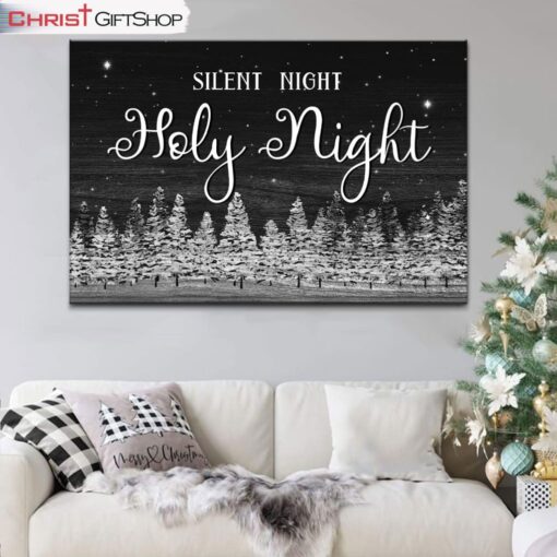 Silent Night Holy Night Christmas Tree Wall Art Canvas