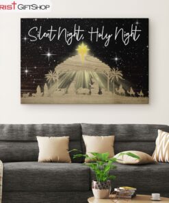 Silent Night Holy Night Jesus Born Christmas Wall Art Canvas and Poster, Christian Gifts