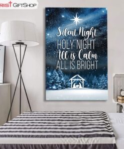 Silent Night Holy Night, Starry Night, Christmas Wall Art Canvas and Poster