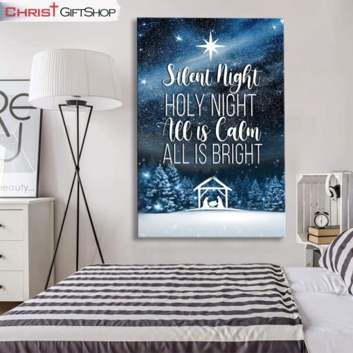 Silent Night Holy Night, Starry Night, Christmas Wall Art Canvas and Poster