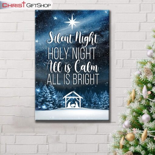 Silent Night Holy Night, Starry Night, Christmas Wall Art Canvas and Poster