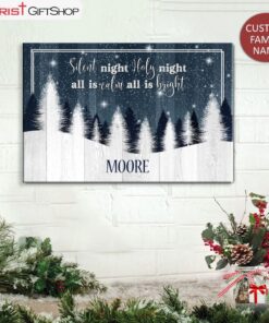 Silent Night Personalized Family Name Canvas Wall Art