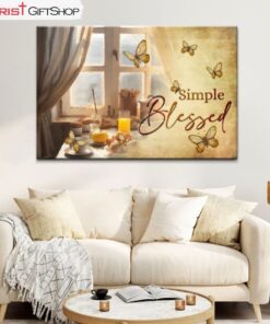 Simple Blessed, Flower Butterfly Window Wall Art (Canvas and Poster )