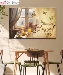 Simple Blessed, Flower Butterfly Window Wall Art (Canvas and Poster )