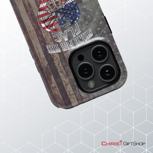 Stand For The Flag And Kneel For The Cross, American Flag Cross Phone Case