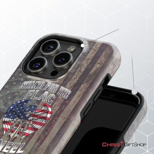 Stand For The Flag And Kneel For The Cross, American Flag Cross Phone Case