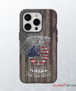 Stand For The Flag And Kneel For The Cross, American Flag Cross Phone Case