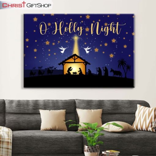 Starry Night Christmas, O Holy Night Wall Art Canvas